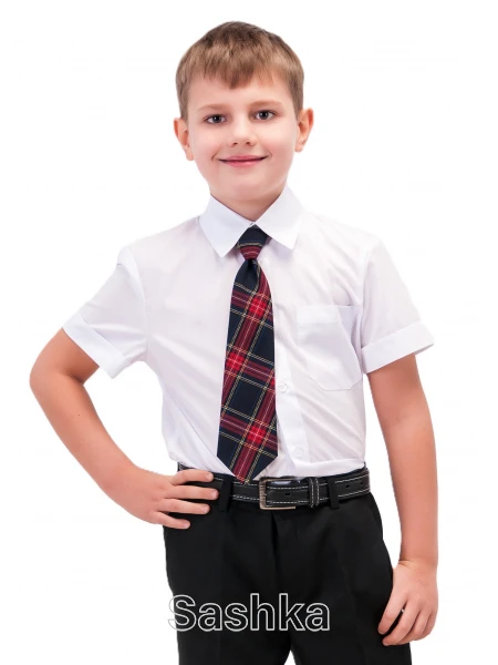 Сорочка для хлопчика Sashka біла шкільна класична короткий рукав, розмір 116-158